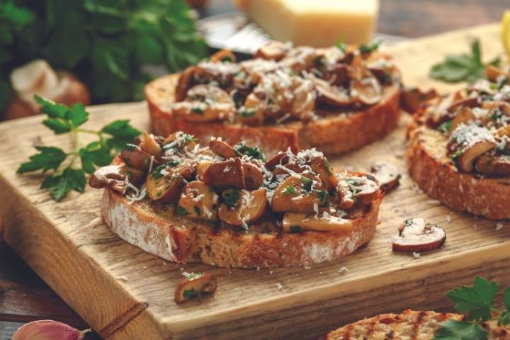 Wild Mushroom Tartine with Triple Crème Brie