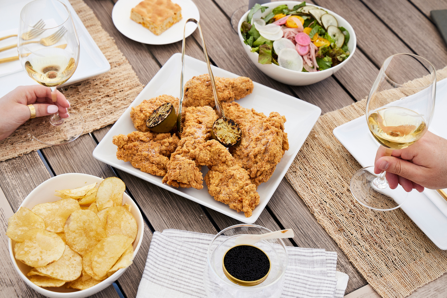 Chardonnay Brined Fried Chicken with Fresh Thyme