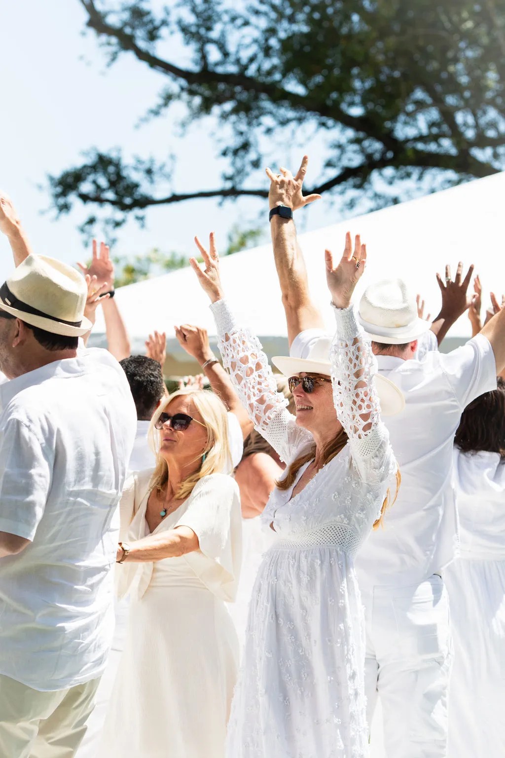 Chalk Hill White Party 2024 guests dancing closeup